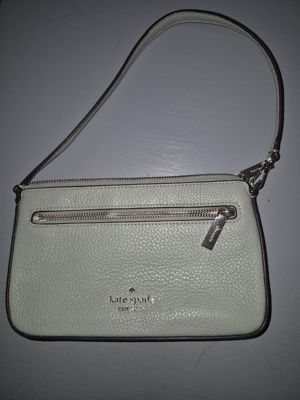 Kate Spade Leila Convertable Small Pebbled Leather Wristlet Purse In  Pistachio